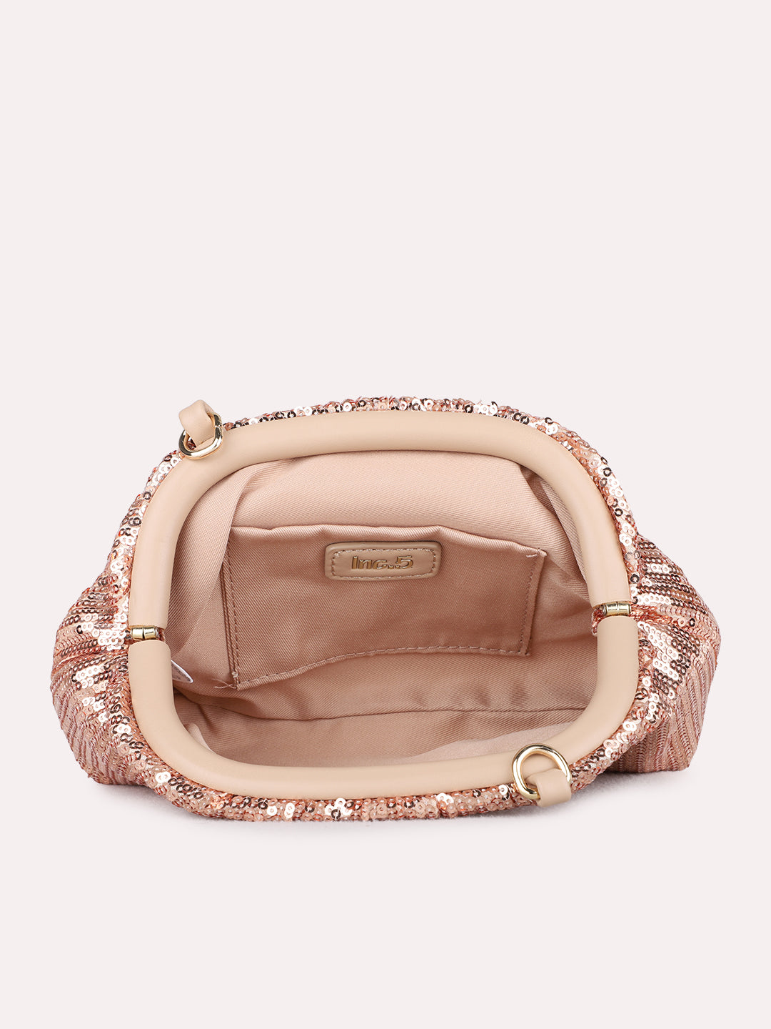 Women Rose Gold Clutch Bag With Magnet Lock