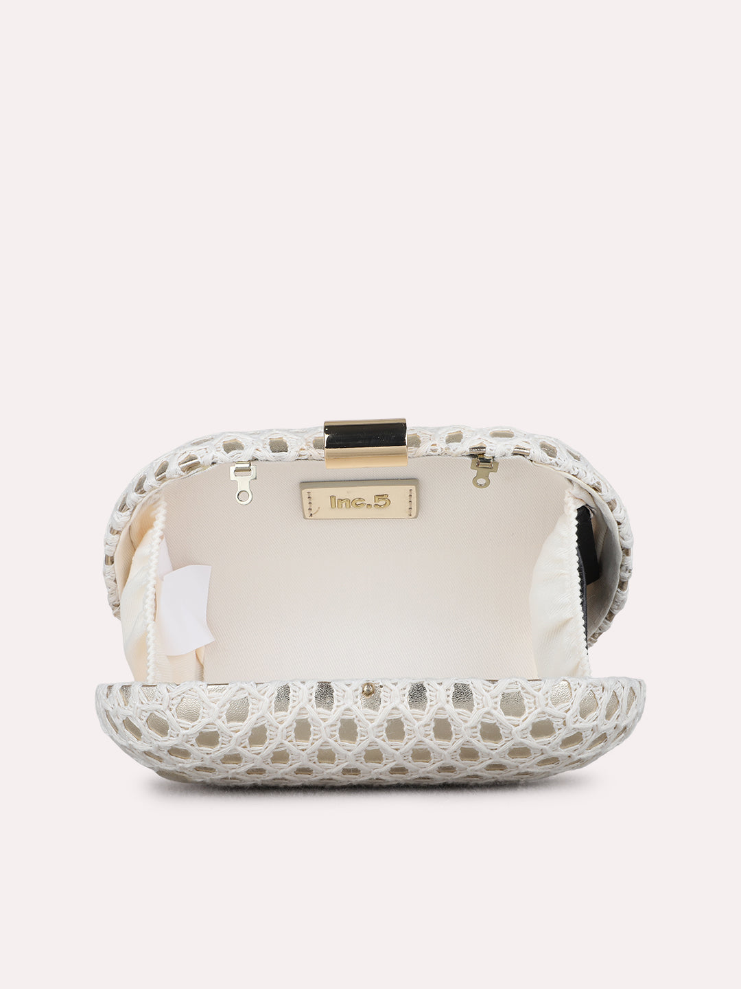 Women Golden Embellished Clutch Bag With Push Lock For Party
