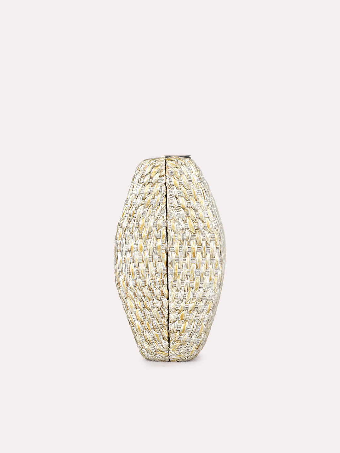 Women Gold Embellished Clutch Bag With Push Lock For Party