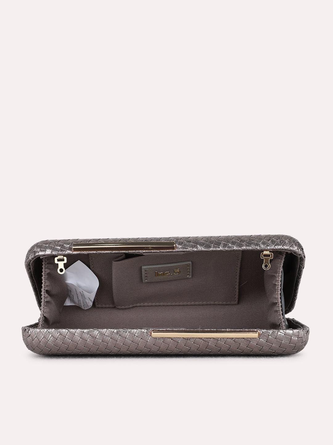 Women Pewter Embellished Clutch Bag With Magnet Lock For Party