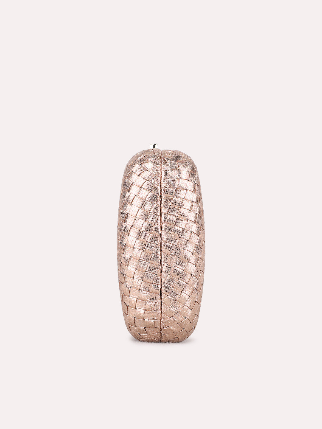 Women Rose Gold Embellished Clutch Bag With Magnet Lock For Party