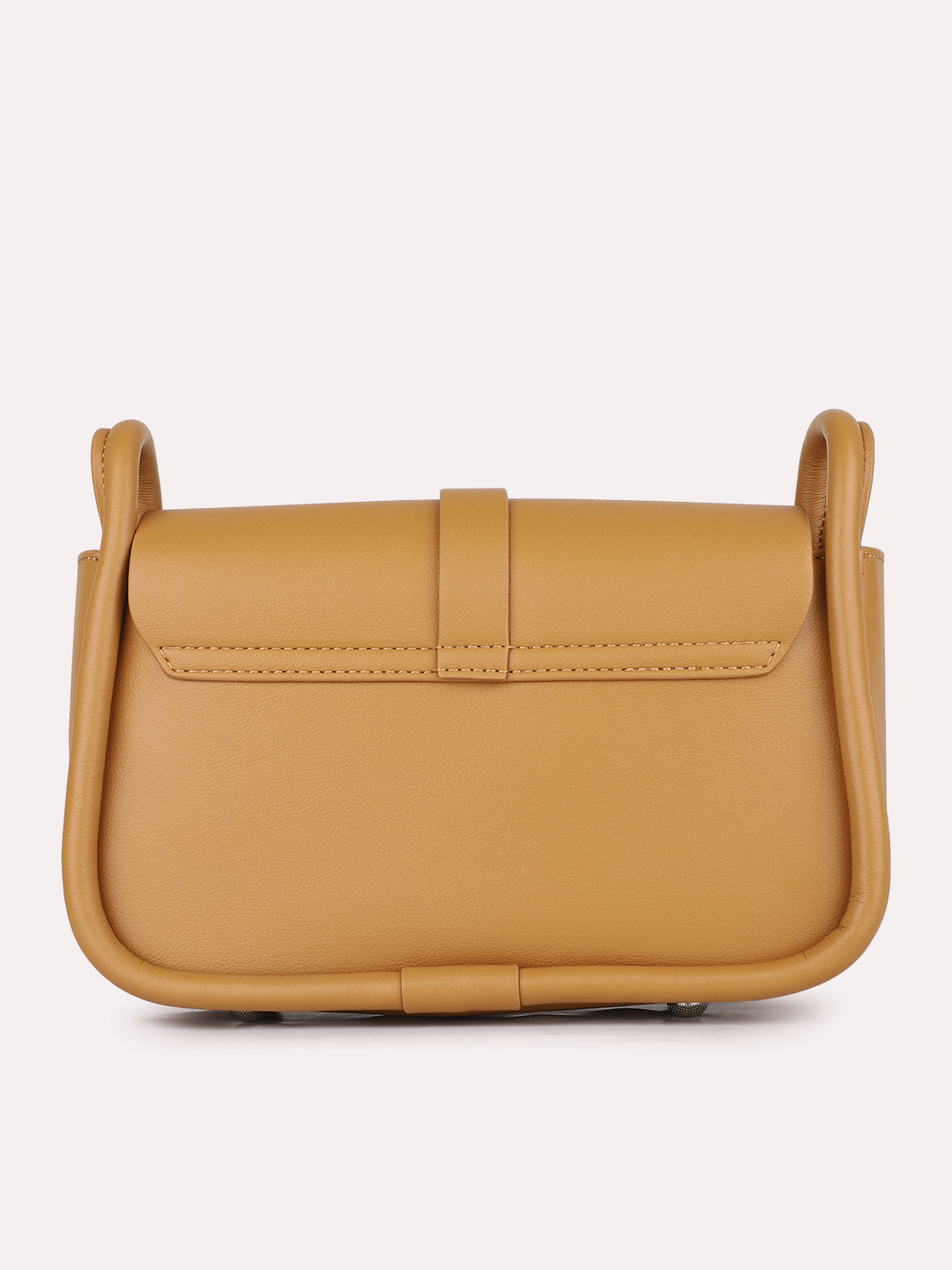 Women Mustard Solid Sling Bag With Twist Lock For Party