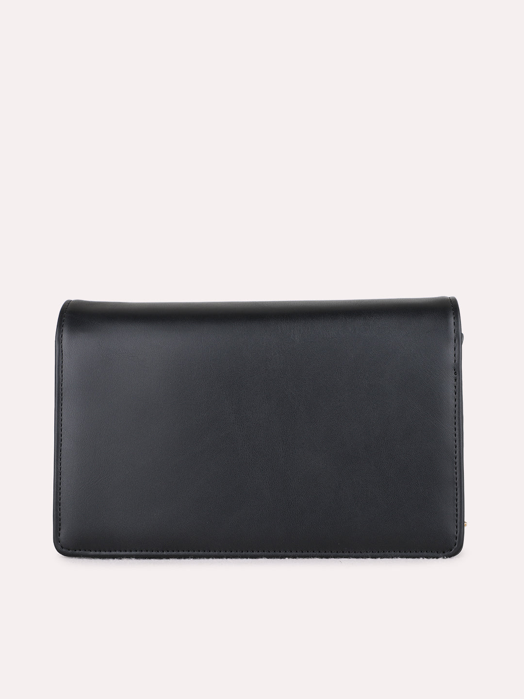 Women Black Solid Sling Bag With Magnet Lock For Casual
