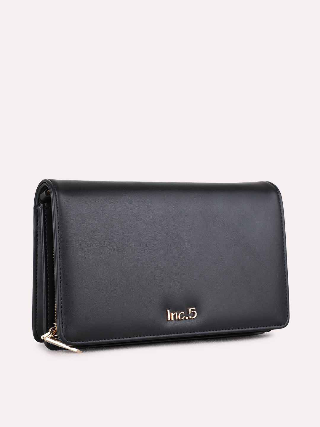 Women Black Solid Sling Bag With Magnet Lock For Casual