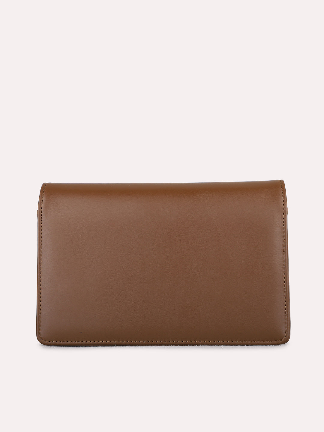 Women Brown Solid Sling Bag With Magnet Lock For Casual