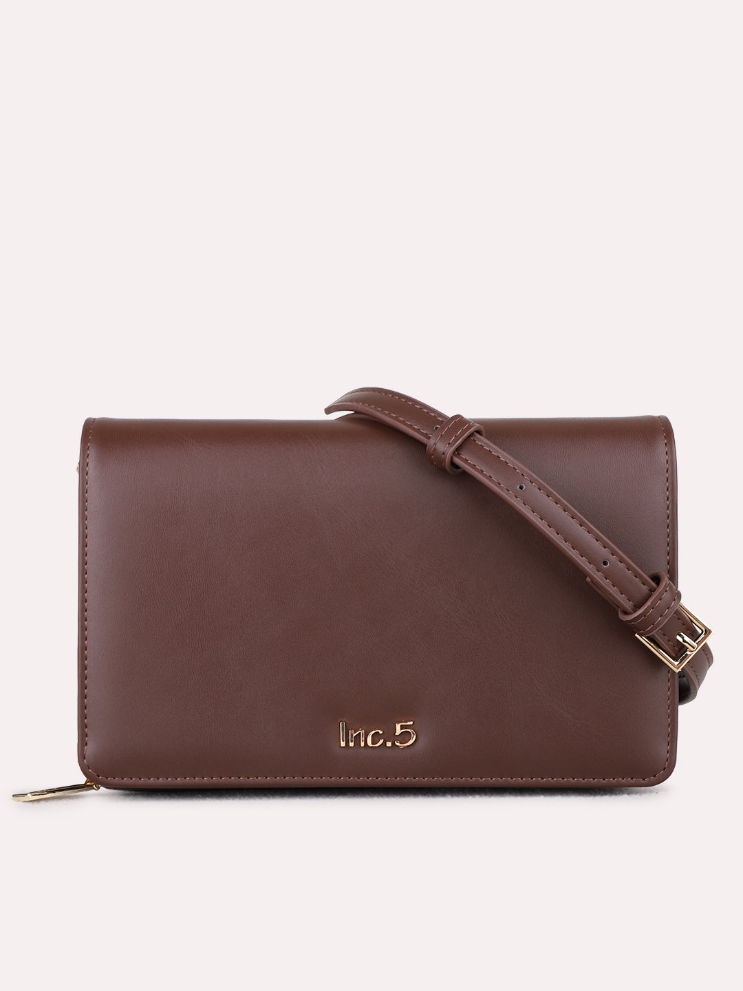Women Coffee Solid Sling Bag With Magnet Lock For Casual