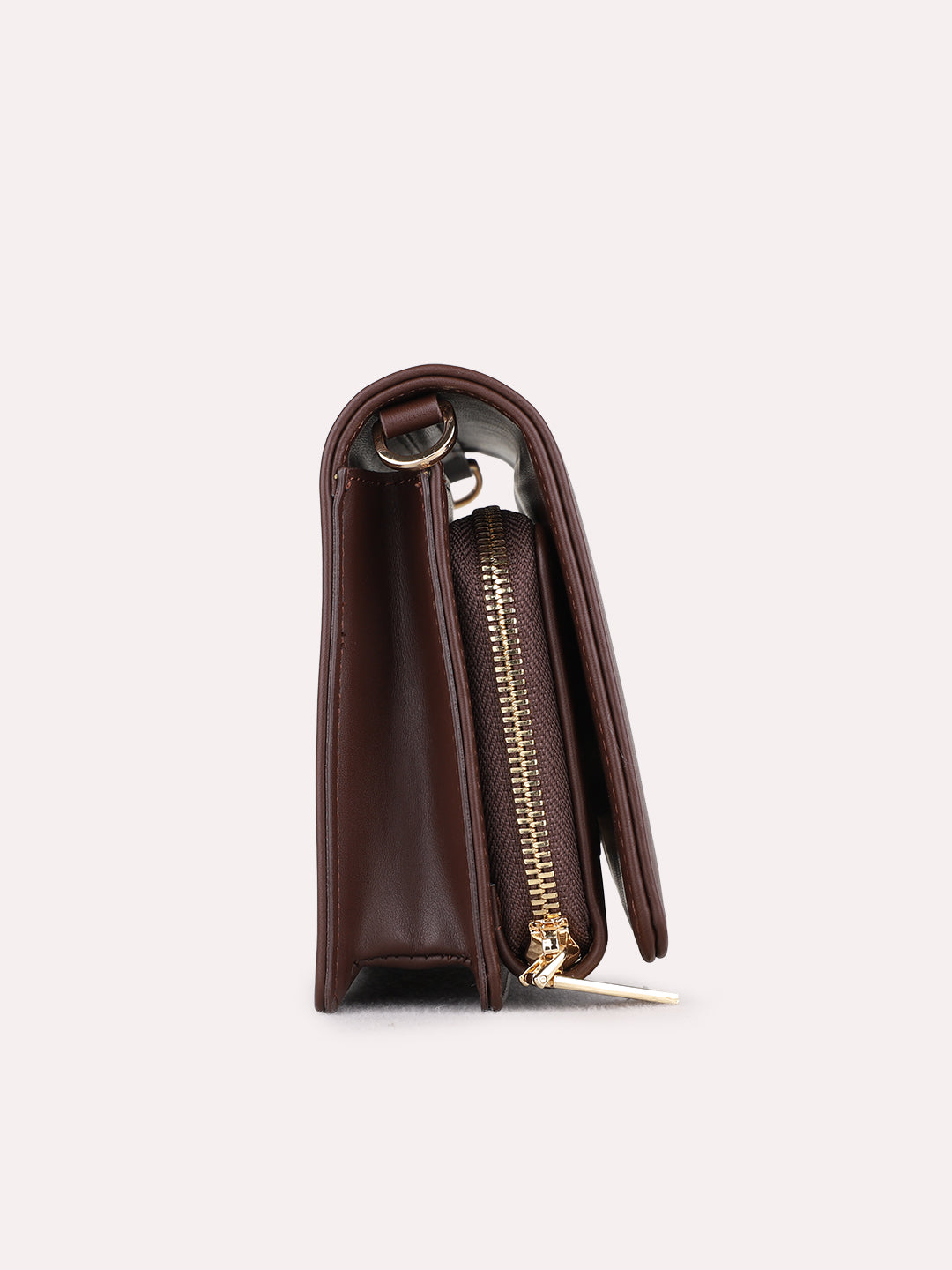 Women Coffee Solid Sling Bag With Magnet Lock For Casual
