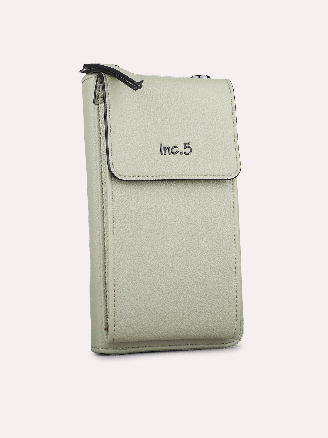 Women Green Textured Sling Bag With Zip Lock For Casual