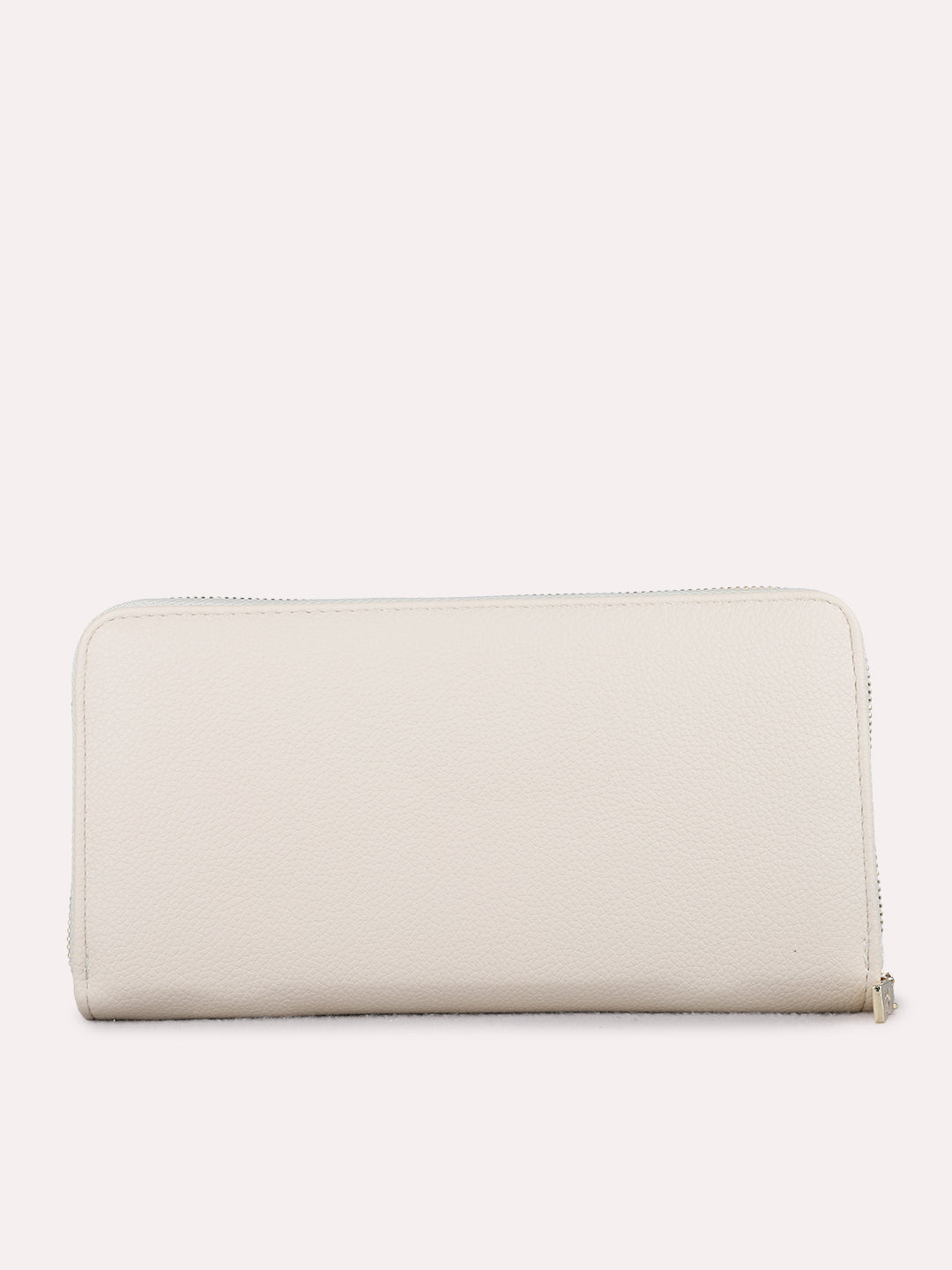 Women Cream Textured Sling Bag With Zip Lock For Casual