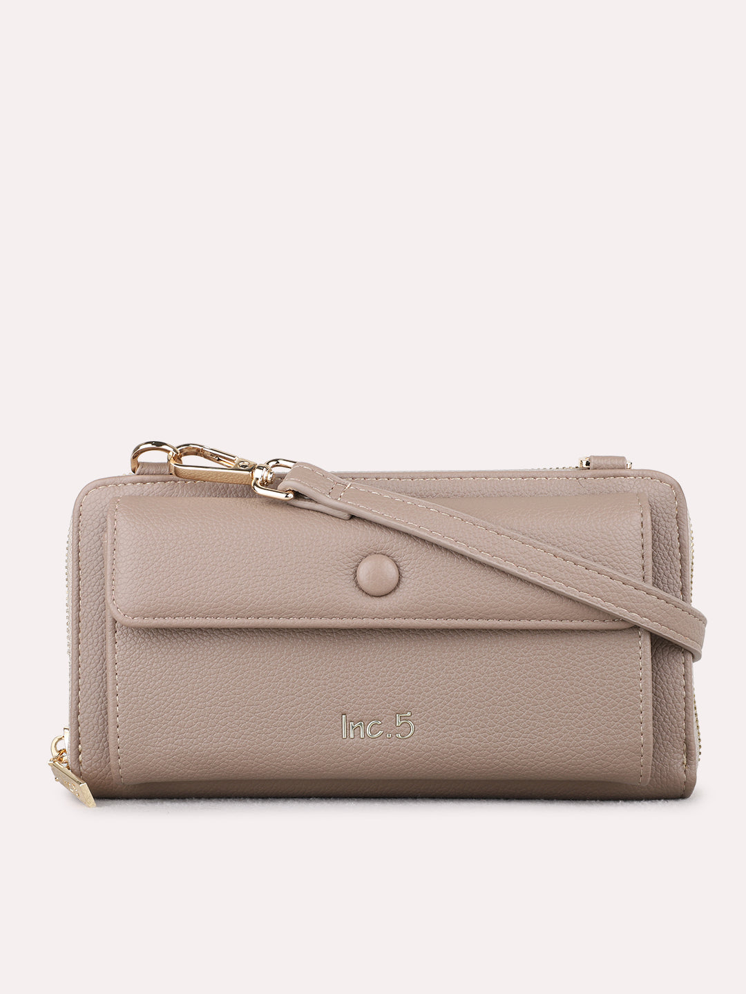 Women Grey Textured Sling Bag With Zip Lock For Casual