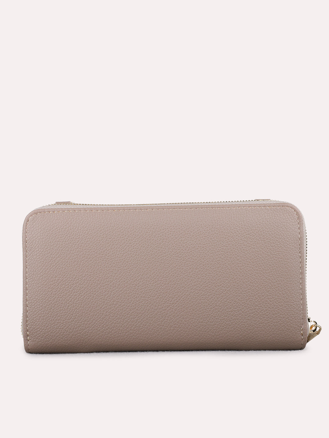 Women Grey Textured Sling Bag With Zip Lock For Casual