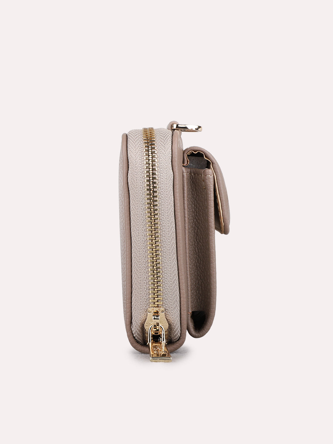 Women Grey Textured Sling Bag With Zip Lock For Casual