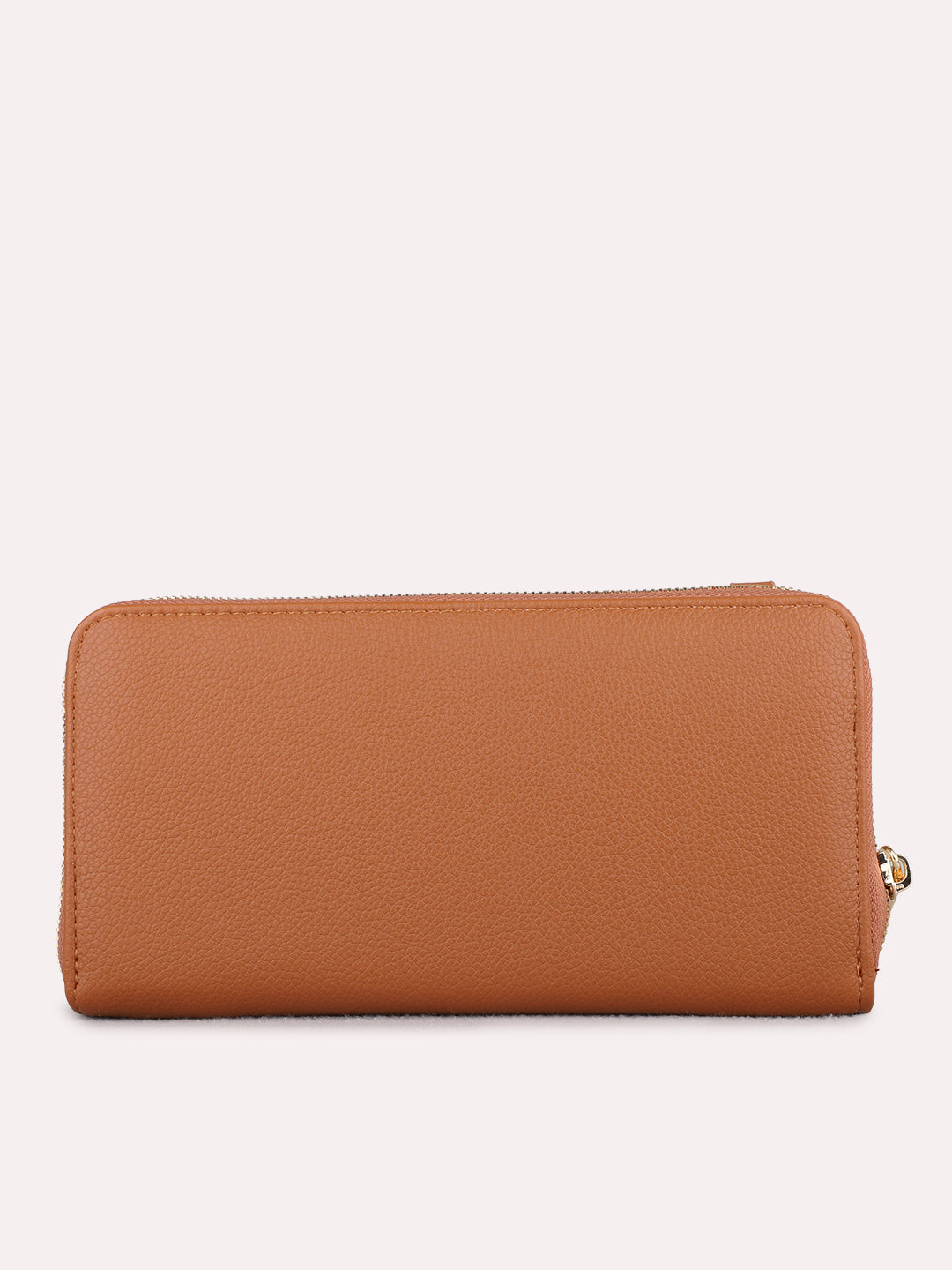 Women Tan Textured Sling Bag With Zip Lock For Casual