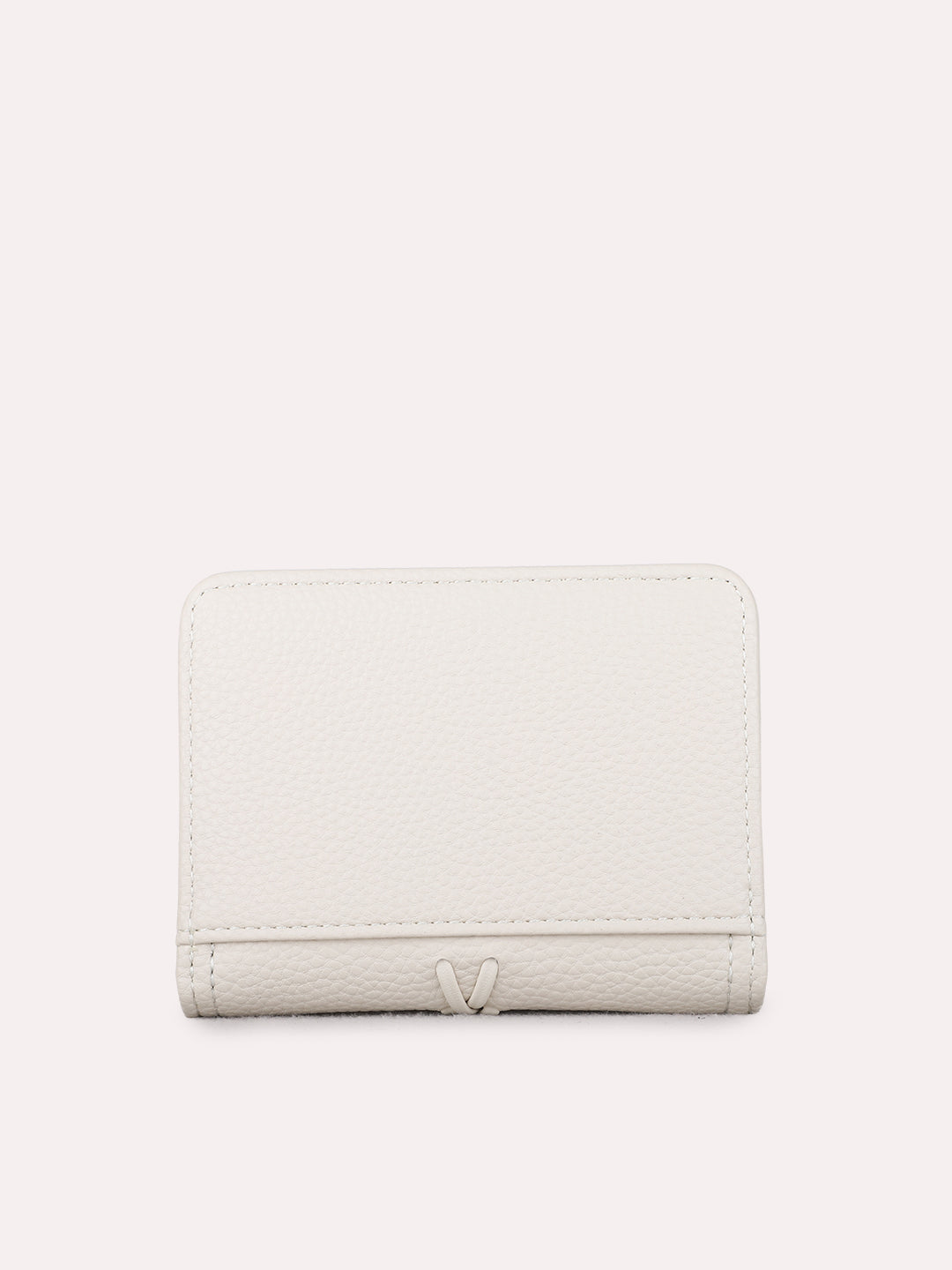 Women Beige Textured Wallet With Magnet Lock For Casual