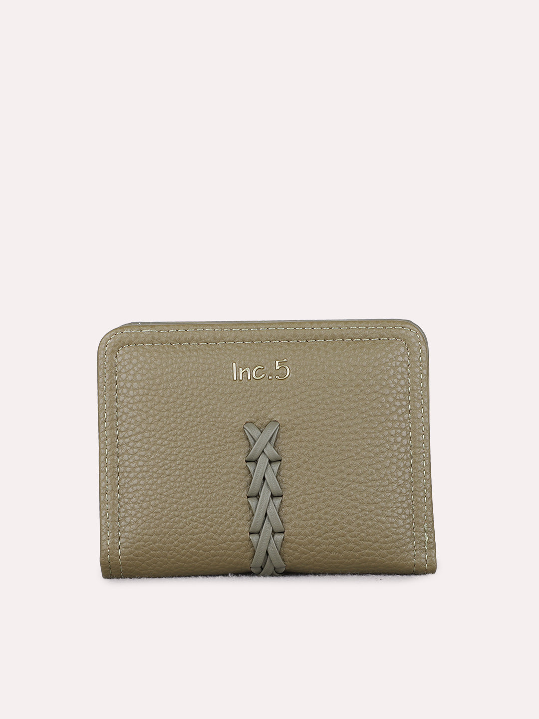Women Green Textured Wallet With Magnet Lock For Casual