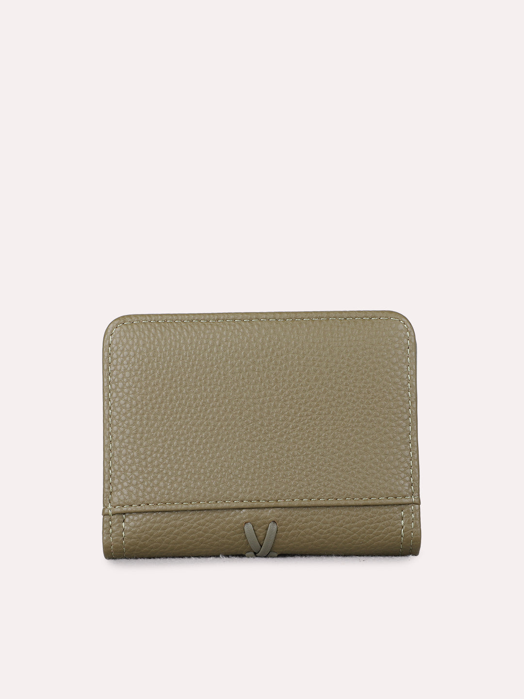 Women Green Textured Wallet With Magnet Lock For Casual