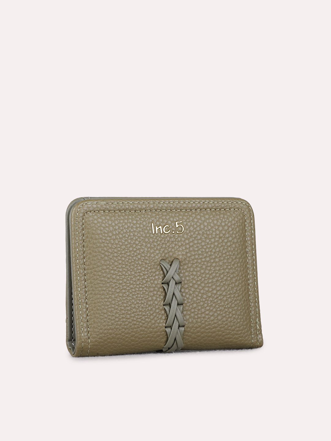 Women Green Textured Wallet With Magnet Lock For Casual