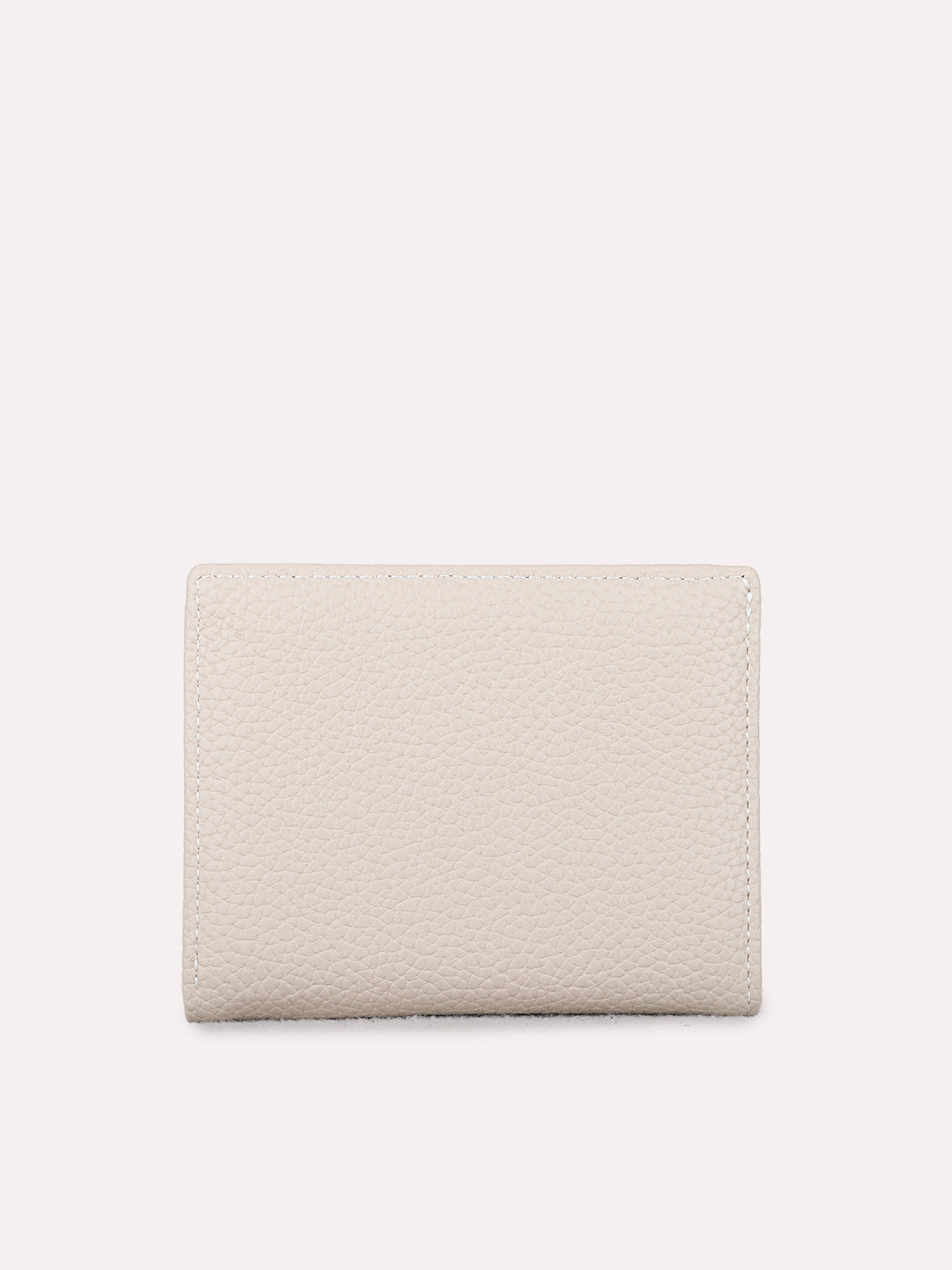 Women Beige Textured Wallet With Magnet Lock