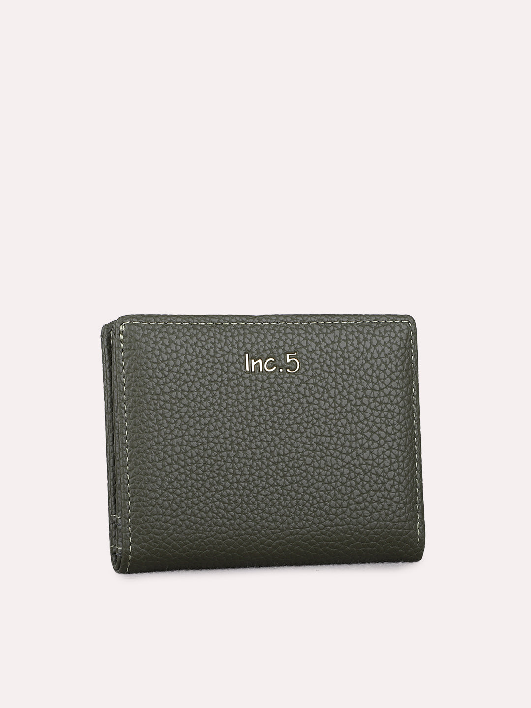 Women Green Textured Wallet With Magnet Lock