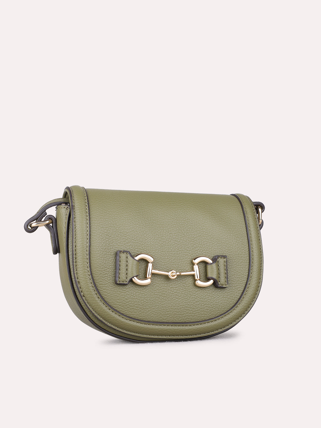 Women Green Textured Sling Bag With Magnet Lock For Party