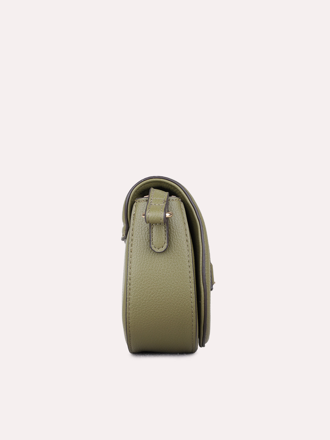 Women Green Textured Sling Bag With Magnet Lock For Party