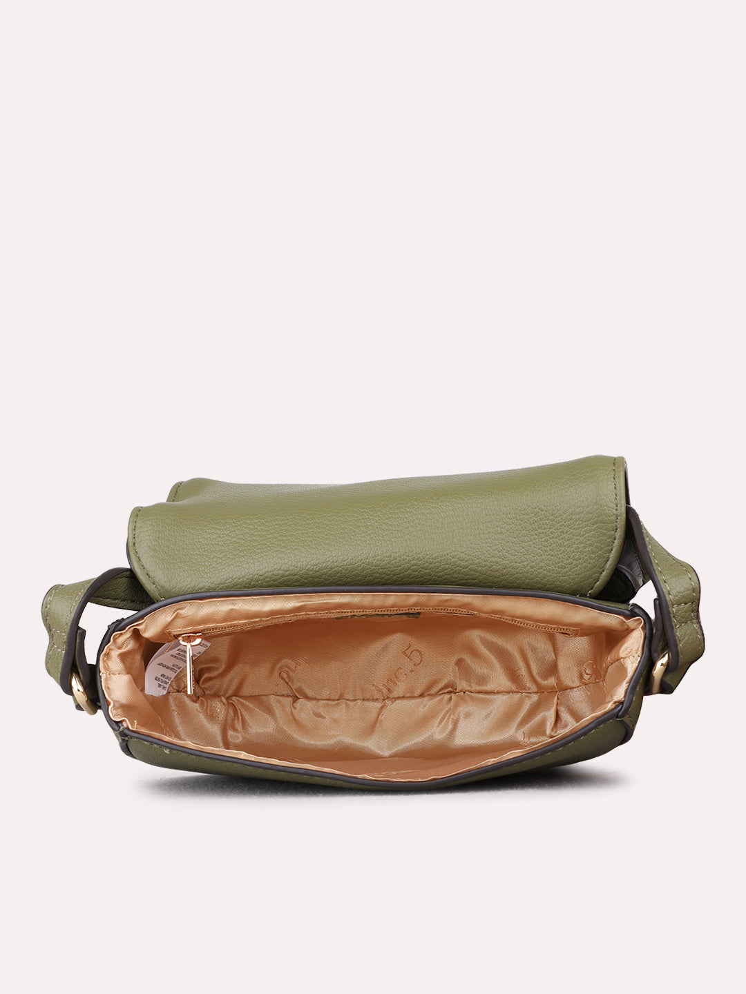 Women Green Textured Sling Bag With Magnet Lock For Party