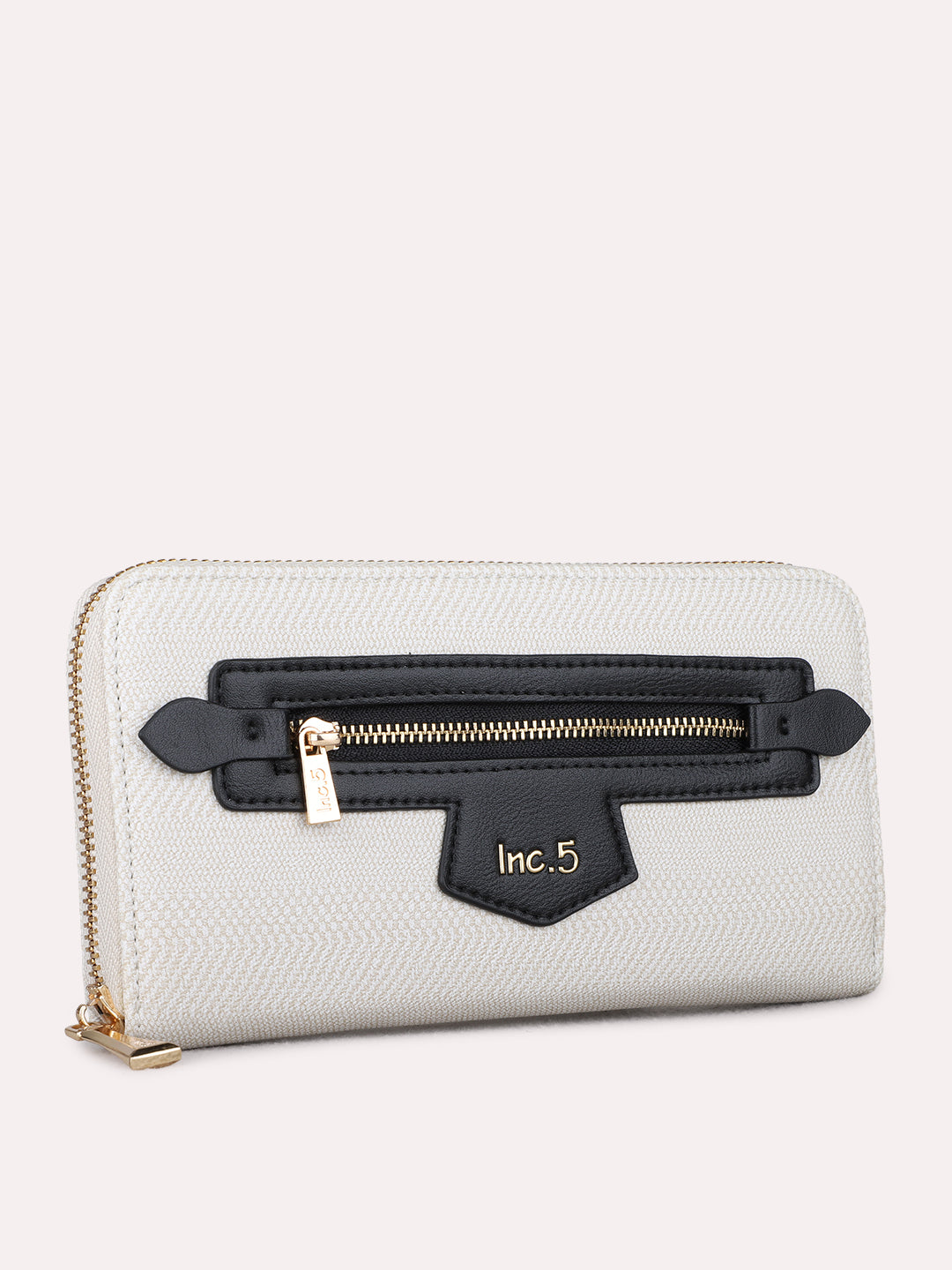 Women Black Textured Sling Bag With Zip Lock For Casual