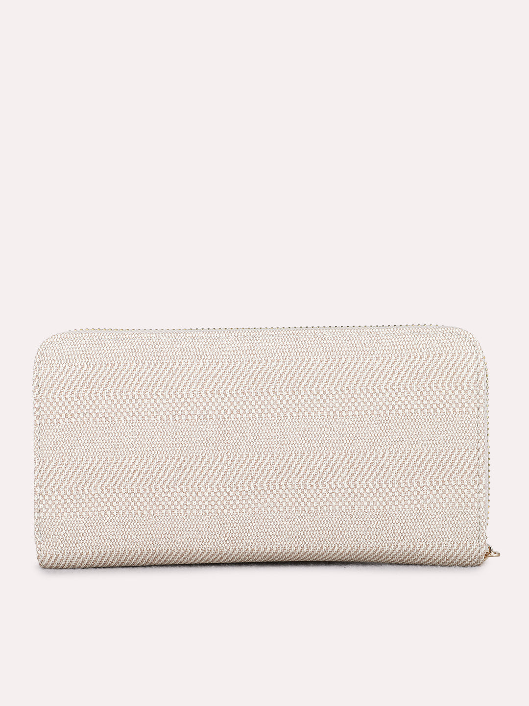 Women Tan Textured Wallet With Zip Lock For Casual