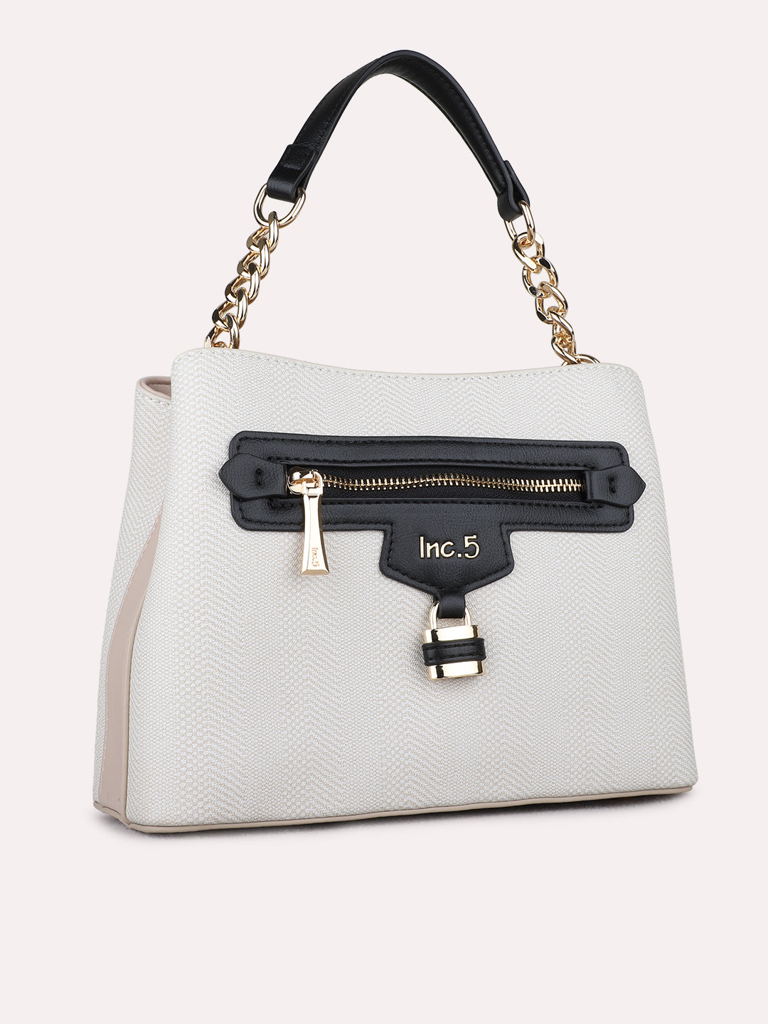 Women Black Textured Sling Bag With Zipper Lock
