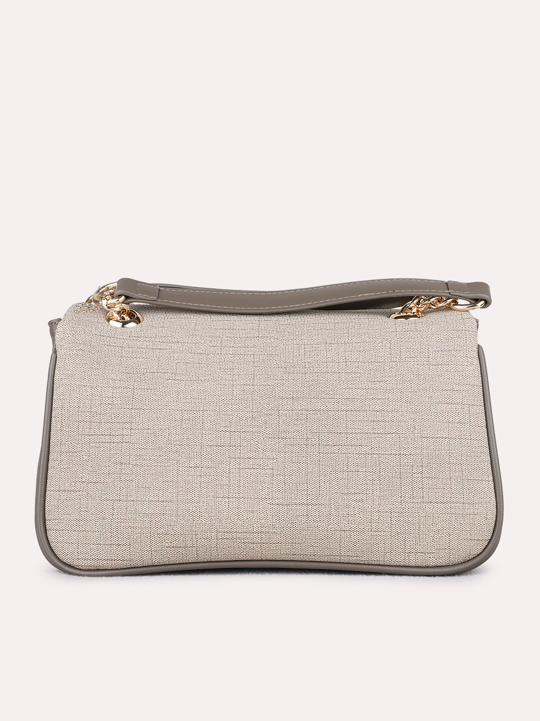 Women Grey Embellished Sling Bag With Magnet Lock For Casual
