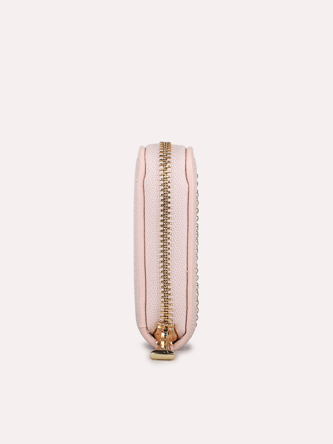 Women Pink Embellished Sling Bag With Zip Lock For Casual