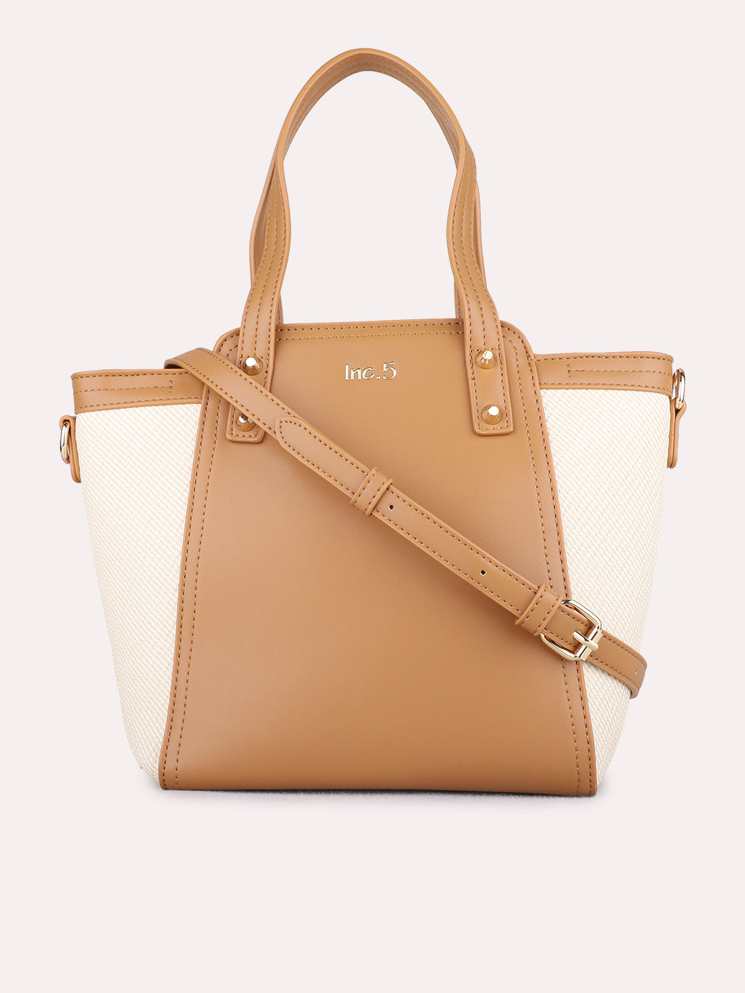 Women Beige Textured Shoulder Bag With Zip Lock For Casual
