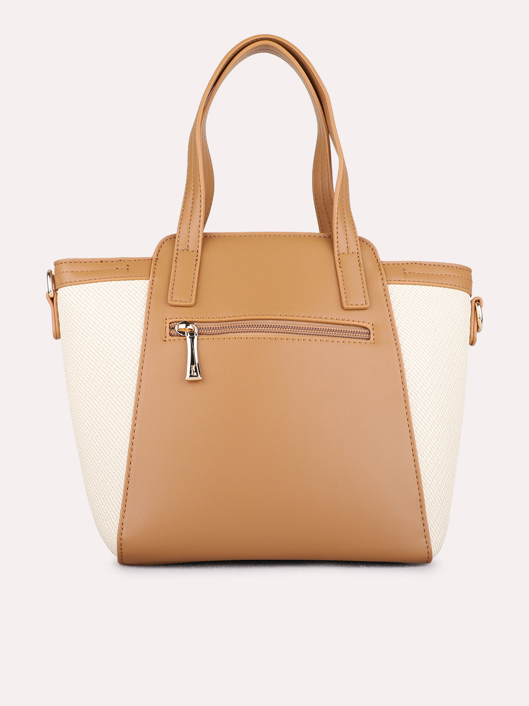 Women Beige Textured Shoulder Bag With Zip Lock For Casual