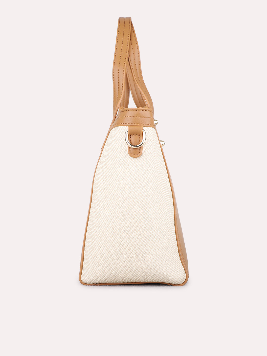 Women Beige Textured Shoulder Bag With Zip Lock For Casual