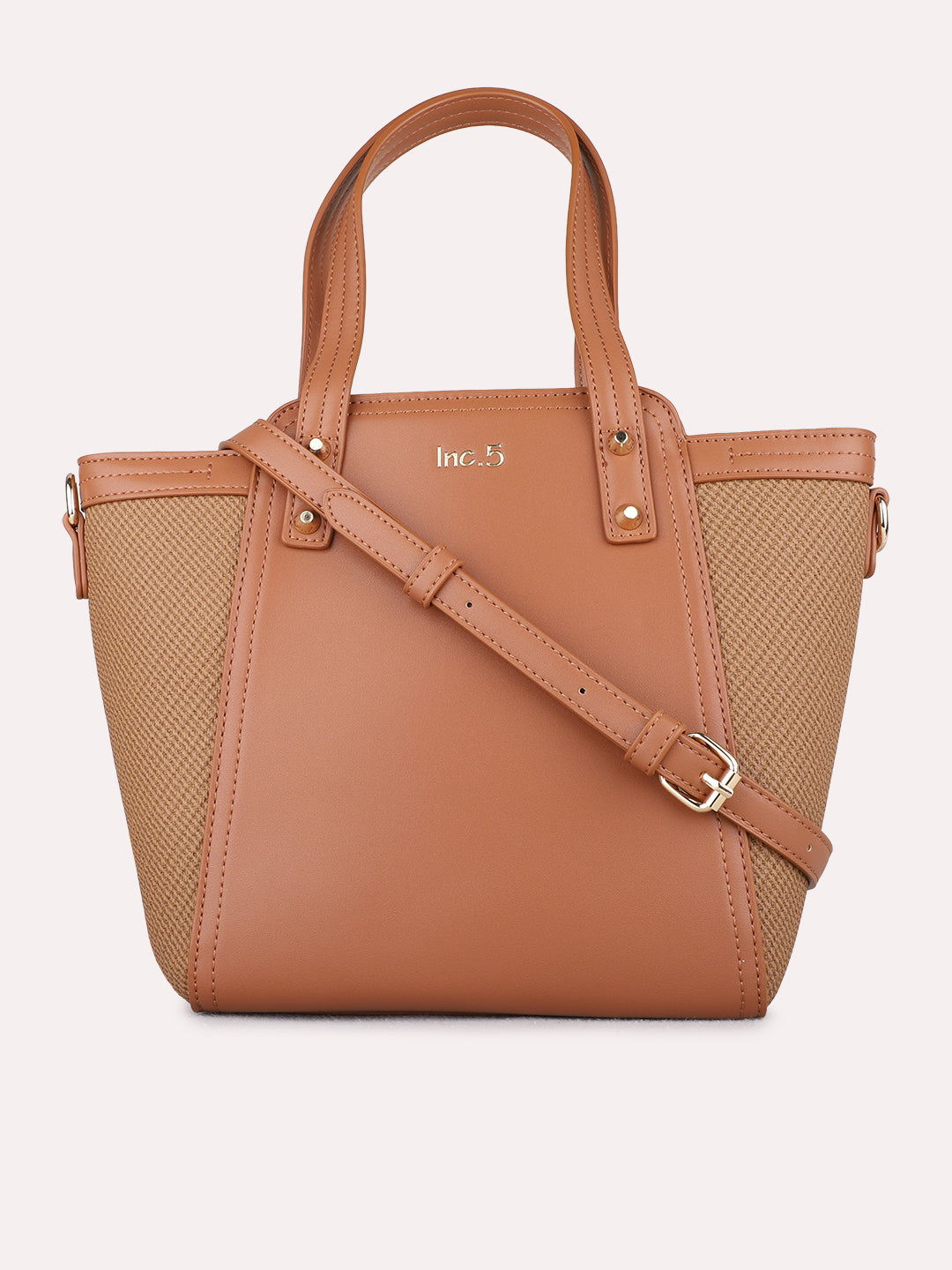 Women Brown Textured Shoulder Bag With Zip Lock For Casual