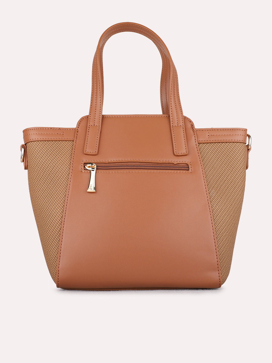Women Brown Textured Shoulder Bag With Zip Lock For Casual