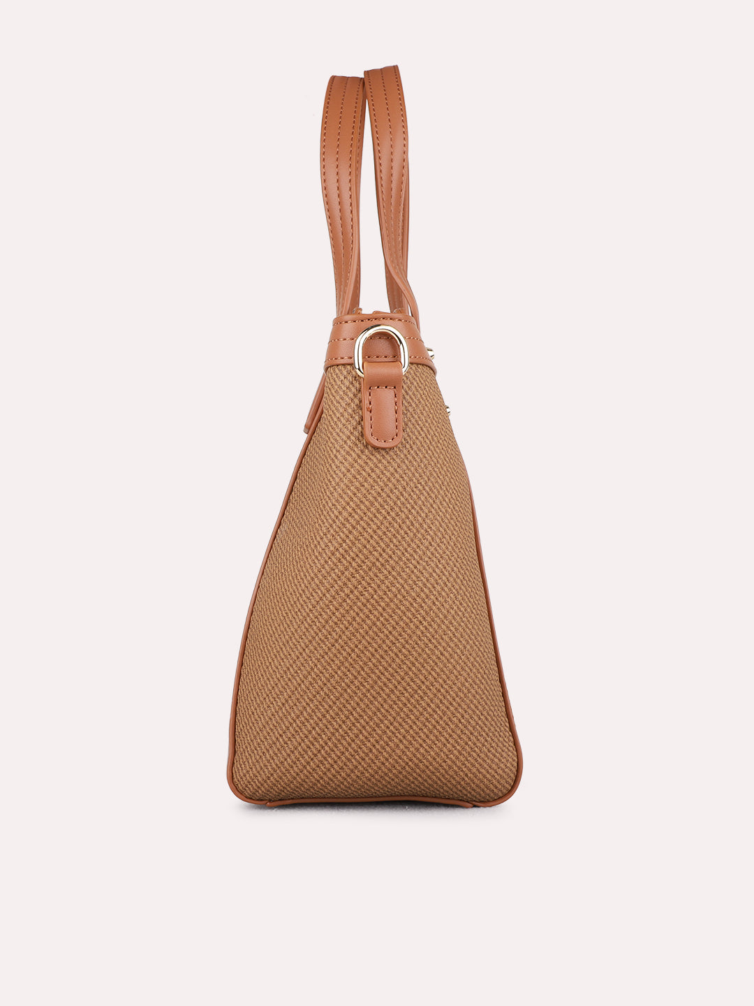 Women Brown Textured Shoulder Bag With Zip Lock For Casual
