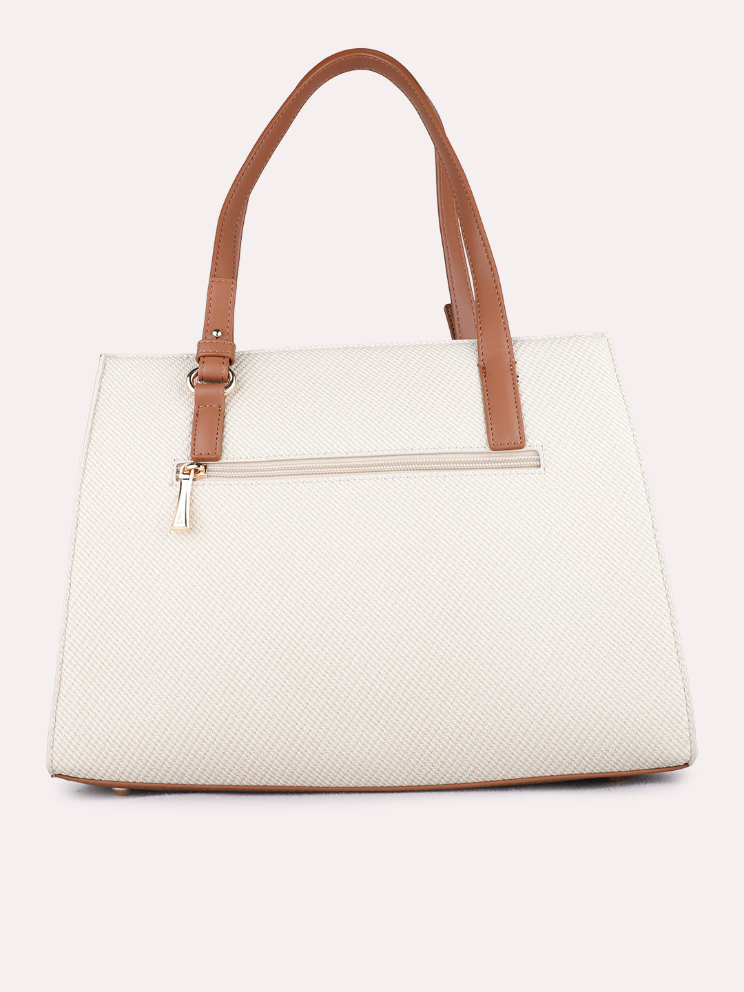 Women Tan Textured Shoulder Bag With Zip Lock For Casual
