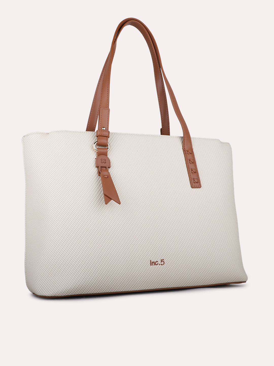 Women Beige Textured Shoulder Bag With Zipper For Casual