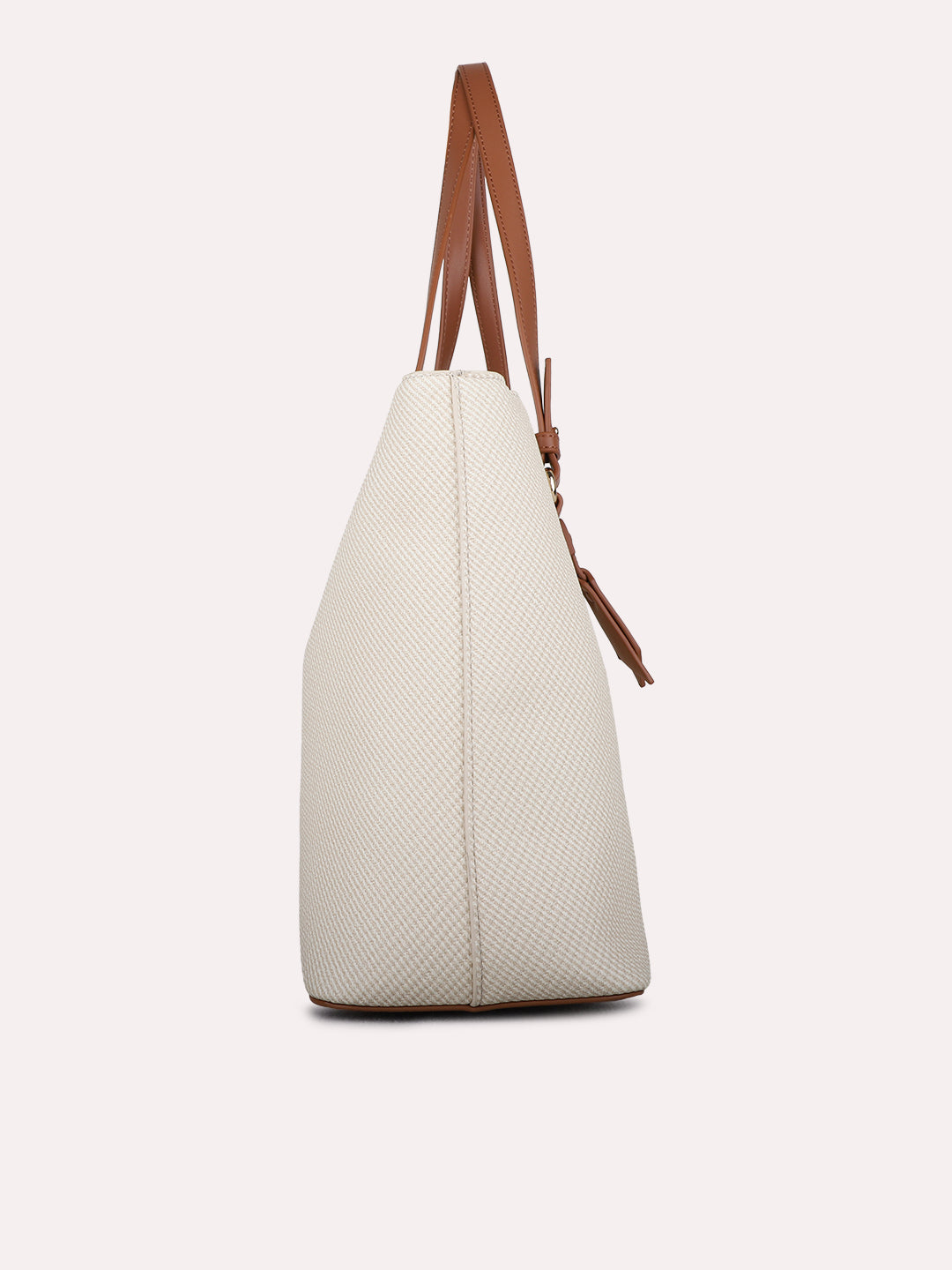 Women Beige Textured Shoulder Bag With Zipper For Casual
