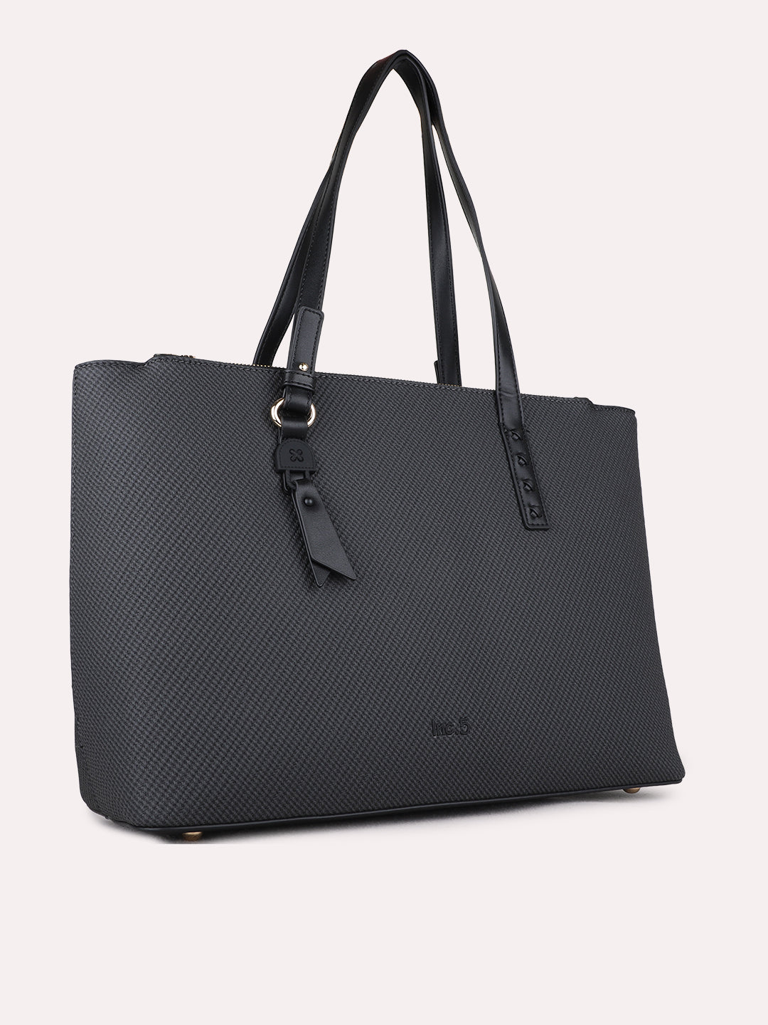 Women Black Textured Shoulder Bag With Zip Lock For Casual