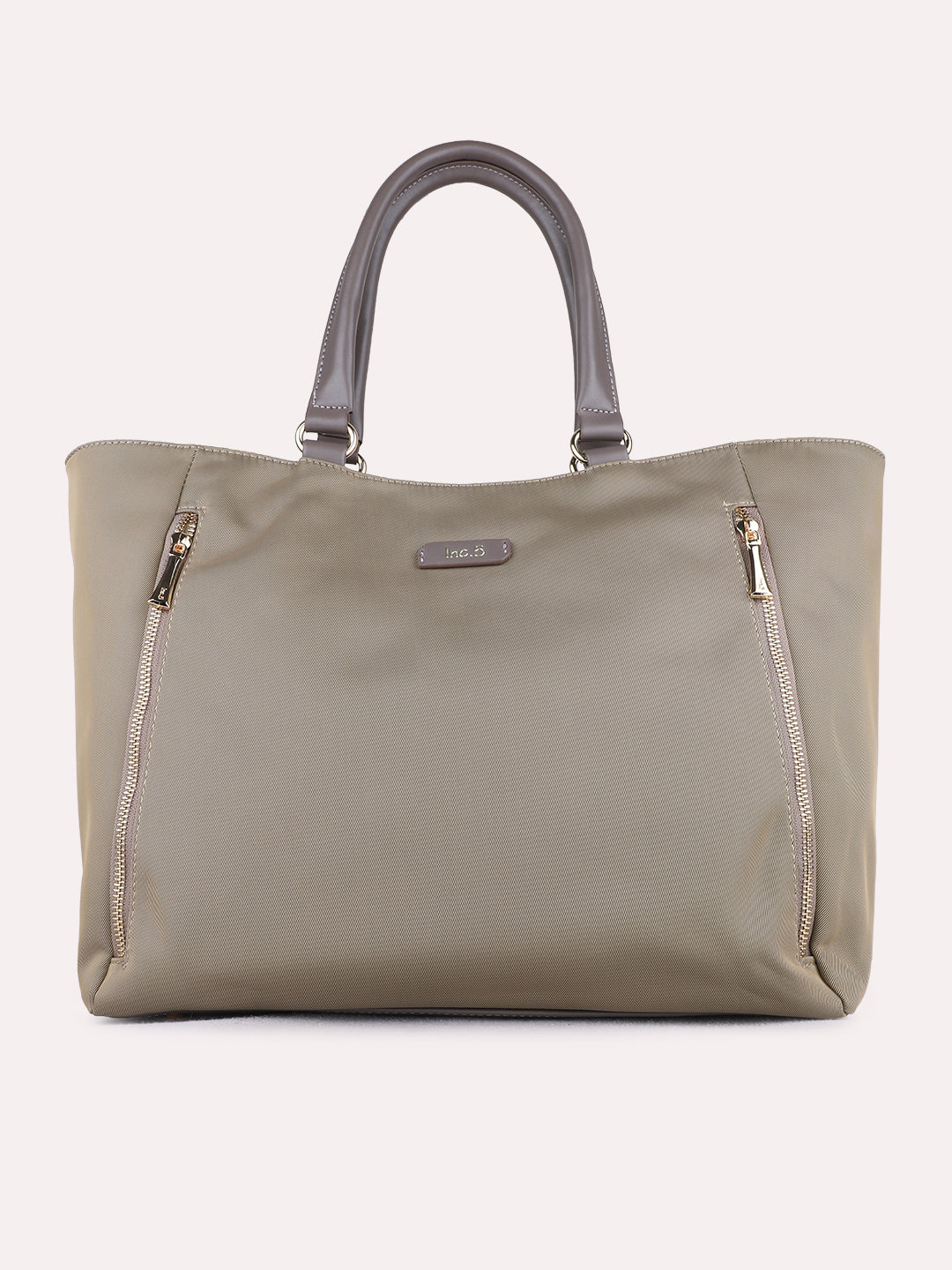 Women Khaki Solid Laptop Bag With Zip Lock For Casual