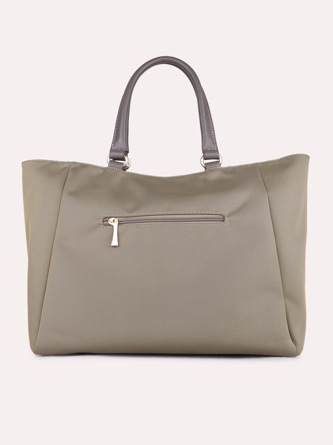 Women Khaki Solid Laptop Bag With Zip Lock For Casual