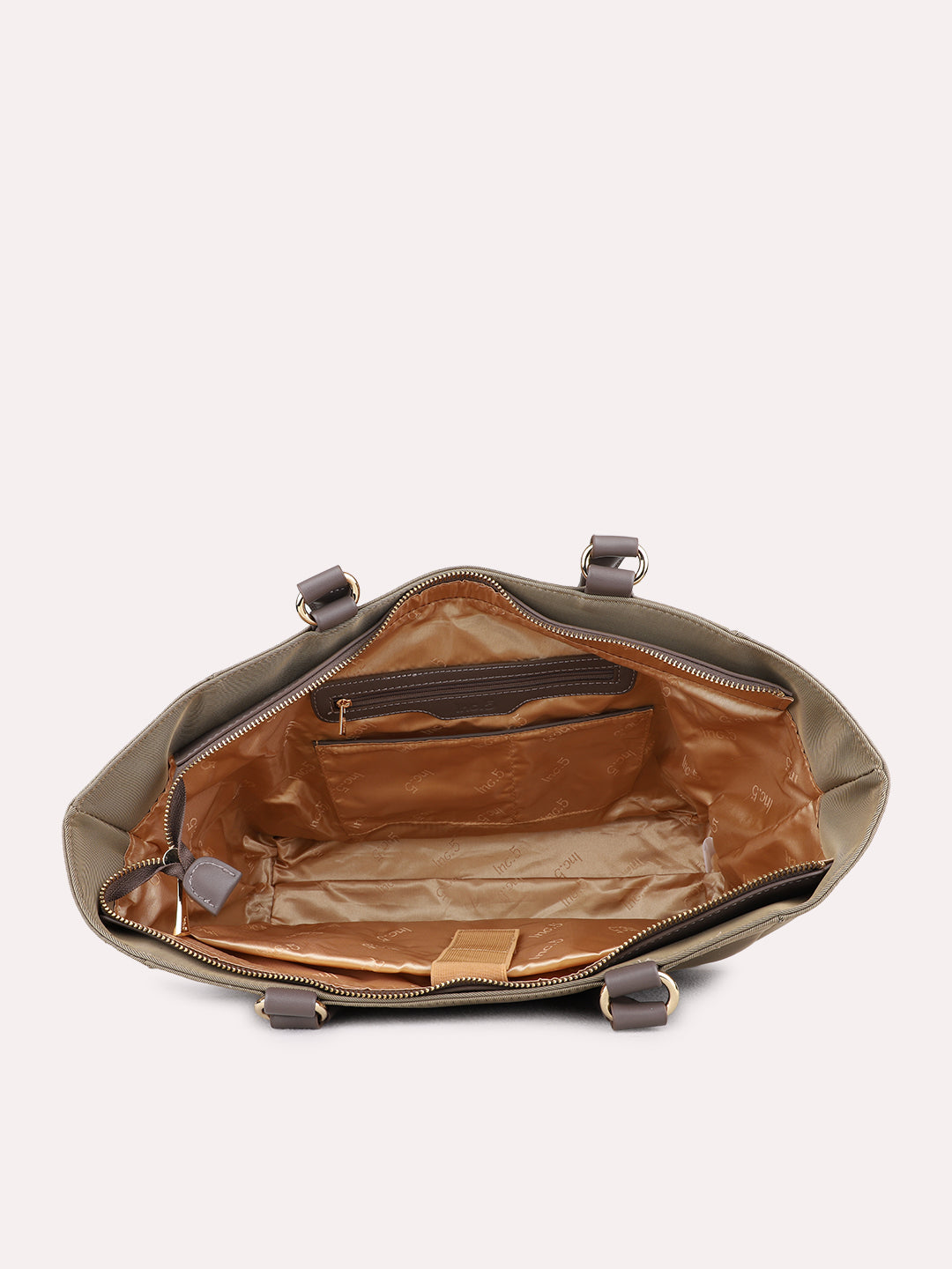 Women Khaki Solid Laptop Bag With Zip Lock For Casual