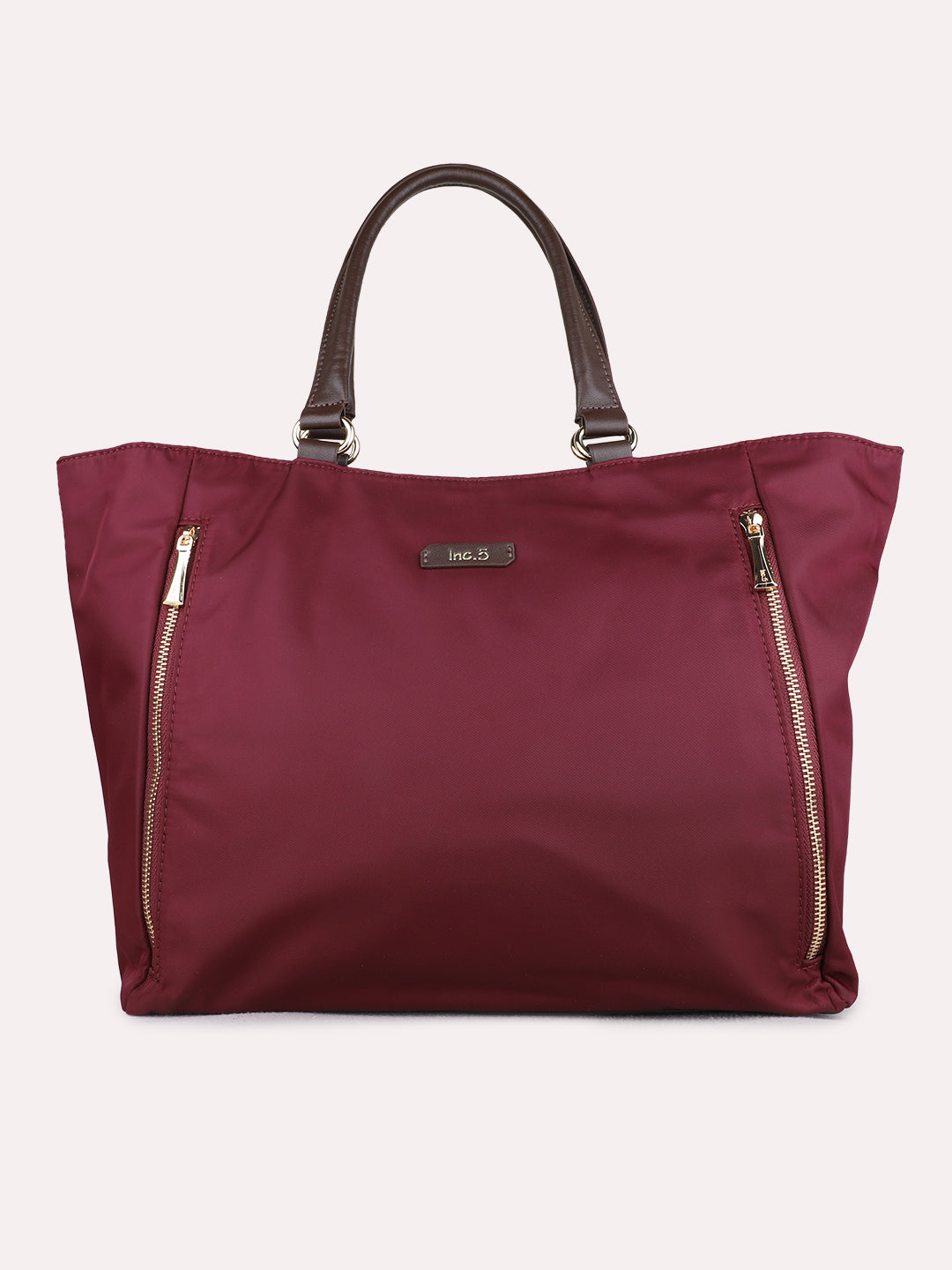 Women Maroon Solid Laptop Bag With Zip Lock For Casual