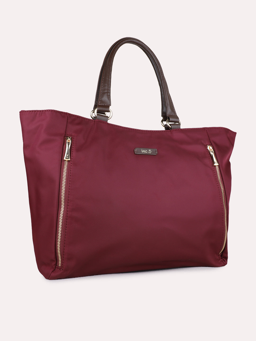 Women Maroon Solid Laptop Bag With Zip Lock For Casual