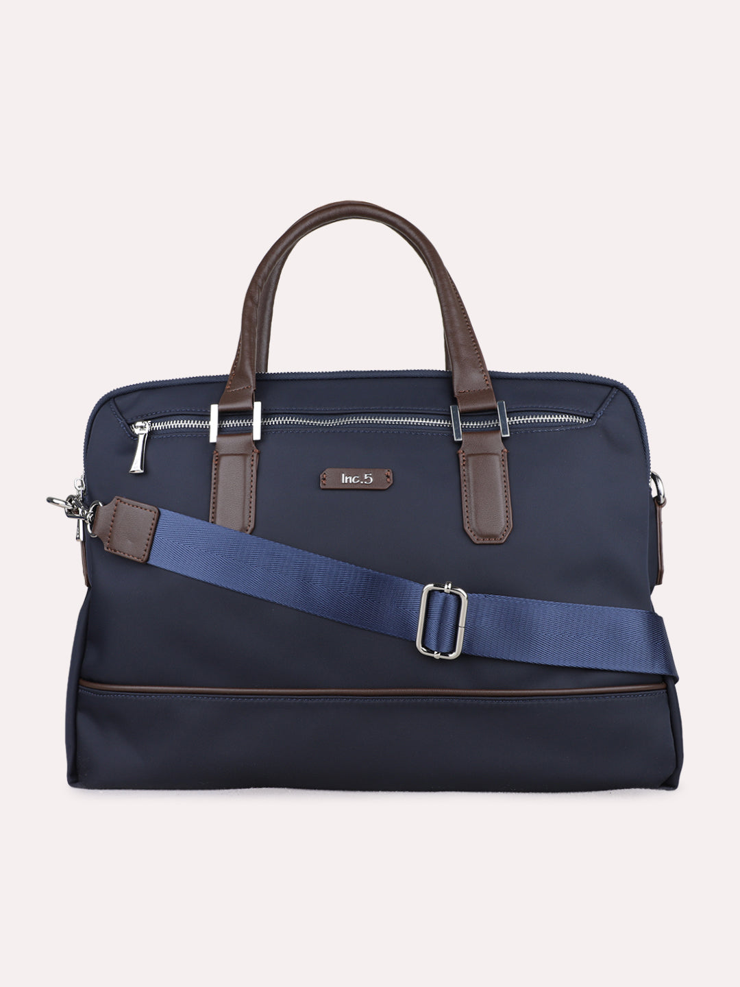 Women Navy Solid Laptop Bag With Zip Lock For Casual