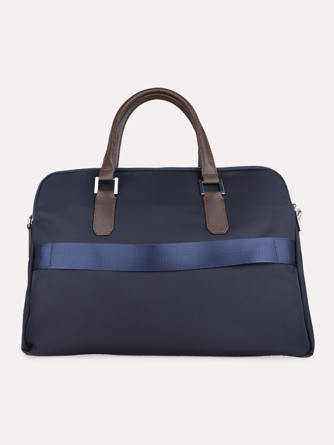 Women Navy Solid Laptop Bag With Zip Lock For Casual