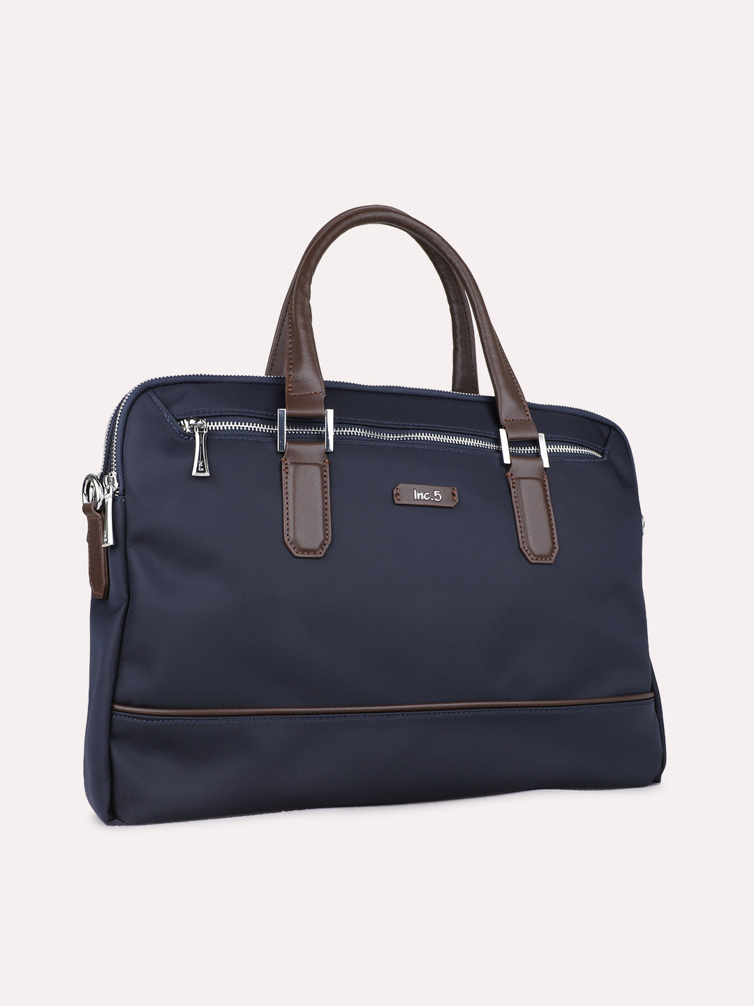 Women Navy Solid Laptop Bag With Zip Lock For Casual