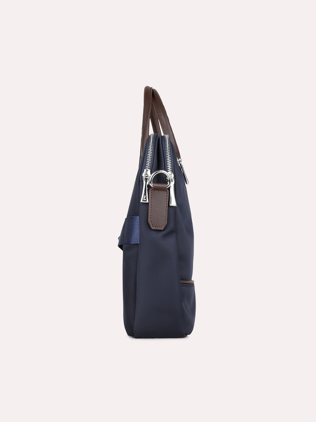 Women Navy Solid Laptop Bag With Zip Lock For Casual